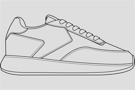 Shoes Sneaker Outline Drawing Vector Sneakers Drawn In A Sketch Style