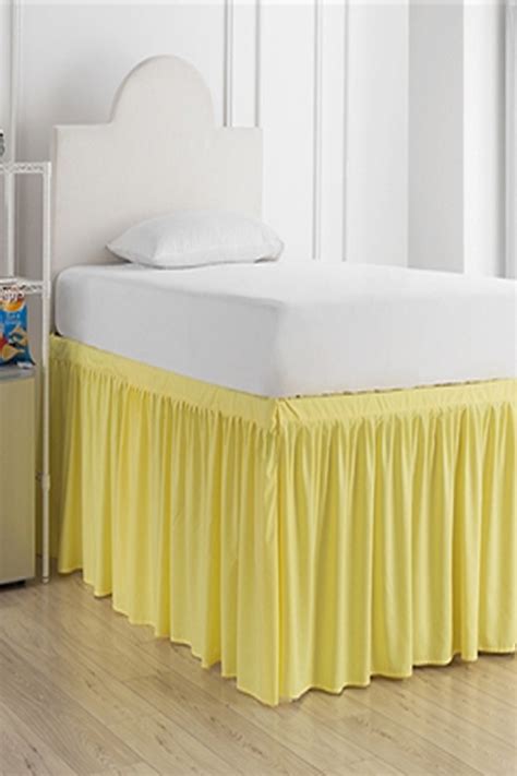 Stylish Bed Skirt Panels With Ties For Dorm Room Bed Bright And Fun Limelight Yellow College