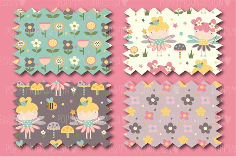 Flower Fairies Paper Set By Poppymoon Design Thehungryjpeg