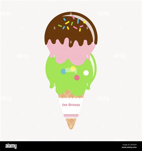 Colorful Ice Cream Cone Clipart Cute Dessert Illustration Vector Stock