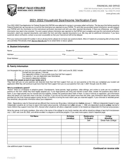 Fillable Online Finaid Gfcmsu 2021 2022 Student Data Form Financial