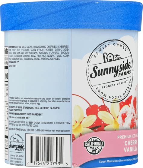 Sunnyside Farms Ice Cream Premium Cherry Vanilla Planogram Back