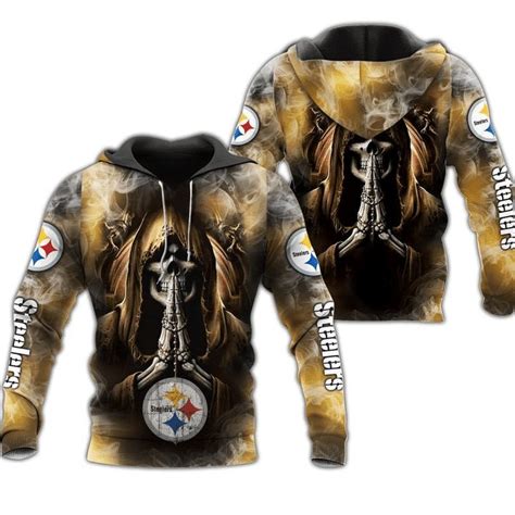 Nfl Pittsburgh Steelers Skull Background Smoke Pullover Hoodie