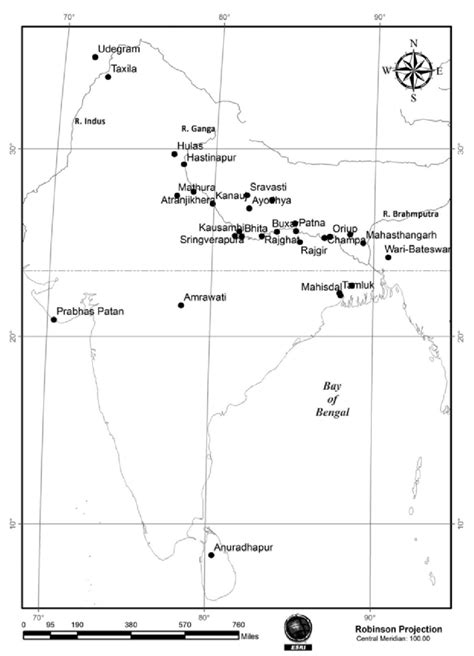 Map showing major archaeological sites of northern black polished ware... | Download Scientific ...