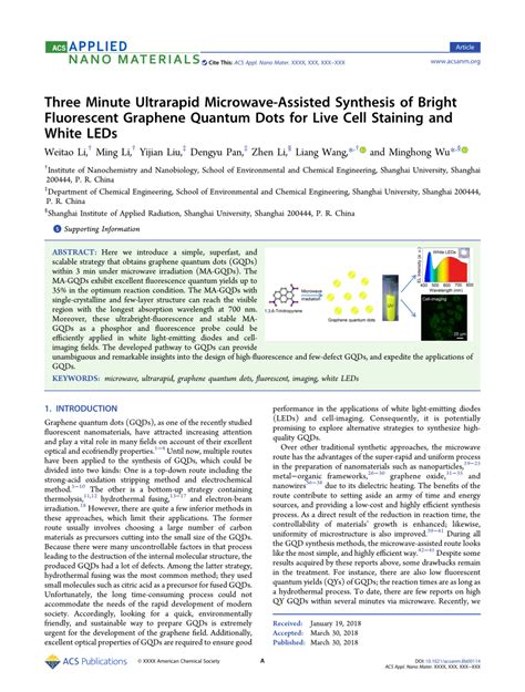 Pdf Three Minute Ultrarapid Microwave Assisted Synthesis Of Bright