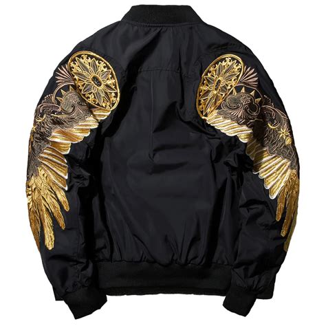 2017 Cool Spring Autumn Black Embroidery Bomber Ma1 Jacket Men