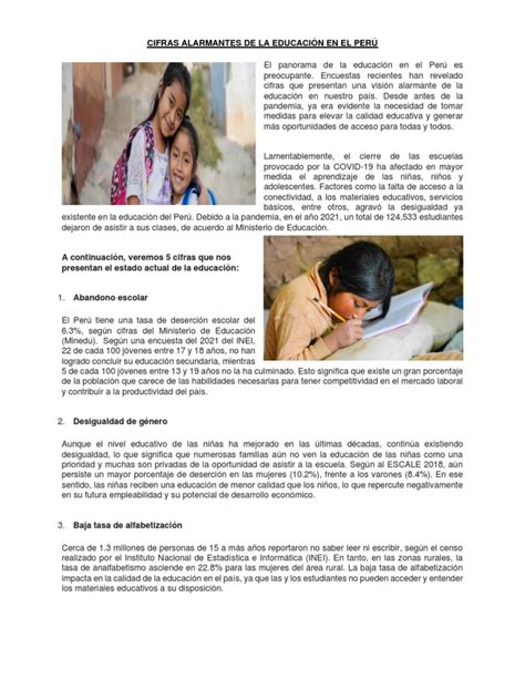 La Educación En El Perú Pdf Perú Desigualdad Social