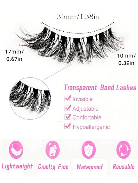 5 Pairs False Eyelashes Cat Eye Lashes Transparent Stem Natural