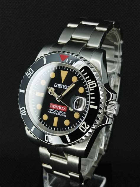 Seiko Mod Submariner Vintage Comex Diver Automatic Tribute Etsy Italia