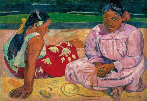 Gauguin Tahitianske Kvinder P Stranden Kunst Brikker