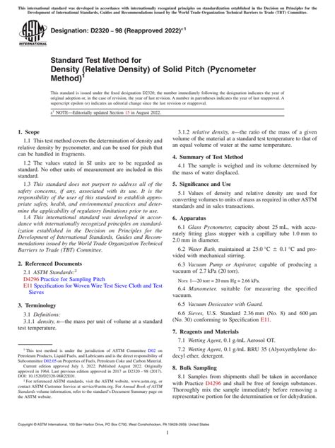 ASTM D2320 98 2022 E1 Standard Test Method For Density Relative