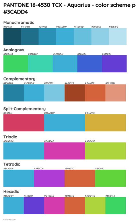 PANTONE 16-4530 TCX - Aquarius color palettes - colorxs.com