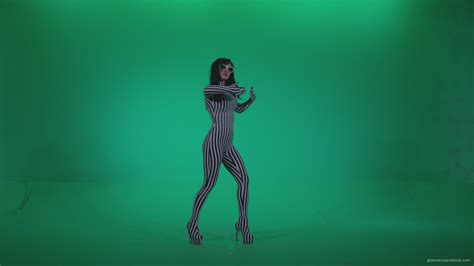 Go Go Dancer White Stripes S10 Green Screen Video Footage — 🟢 Green