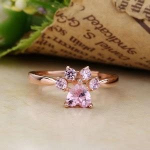 Bling Bijoux Copper Gold Plated Pink Crystal Zircon Ring Heart Shape