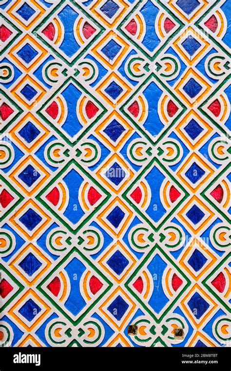 Colorful Hausa Designs Decorating The Walls Of The Emirs Palace In The