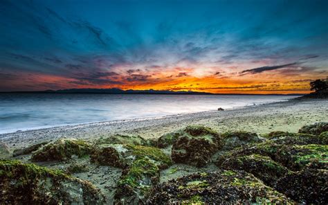 Hintergrundbilder Landschaft Sonnenuntergang Meer Bucht Wasser