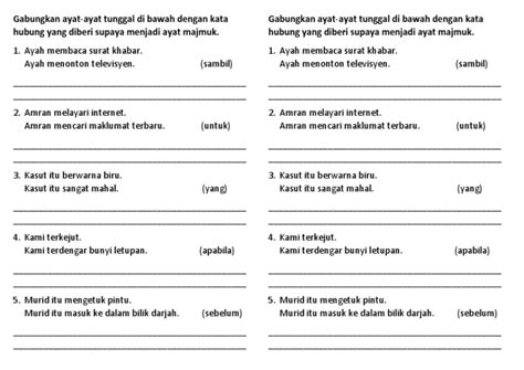 Latihan Ayat Tunggal Dan Ayat Majmuk Tahun 3 Ayat Tunggal Dan Ayat Riset