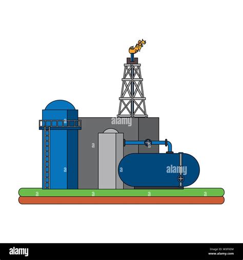 Oil Refinery Gas Factory Cartoon Stock Vector Image And Art Alamy