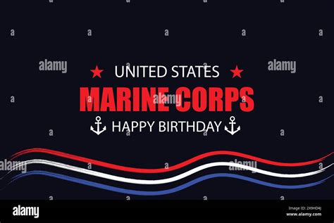 United States Marine Corps Birthday Text Style With The Usa Flag Stock