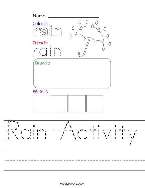 Rain Activity Worksheet - Twisty Noodle