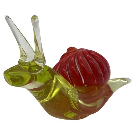 Mid Century Hand Blown Two Tone Murano Art Glass Snail For Sale At 1stdibs