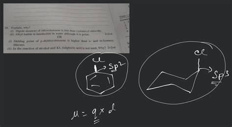 Explain Why I Dipole Moment Of Chlorobenzene Is Less Than Cyclohe