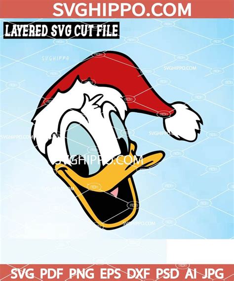 Santa Duck Svg Duck With Santa Clause Hat Svg Santa Donald Duck Svg