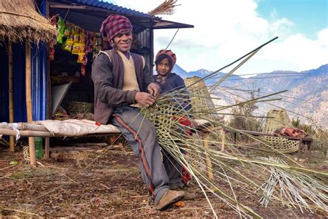 Hand Weaving Bamboo Baskets In Nepal