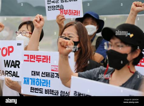 Seoul South Korea 22nd Aug 2022 Protestors Hold A Rally Against The