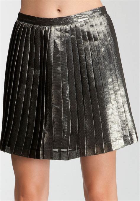 Metallic Skirt Metallic Pleated Skirt Pleated Skirt Fashion Clothes