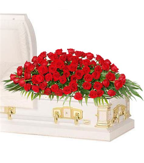 100 Red Rose Casket Spray - Funeral Florist and Sympathy Flowers in Chicago, IL