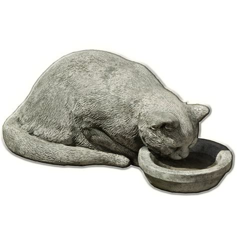 Samantha Sipping Cat Cast Stone Garden Statue