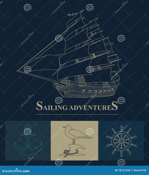 Set of Sailing Boat and Nautical Logos. Stock Vector - Illustration of emblem, anchor: 78131245