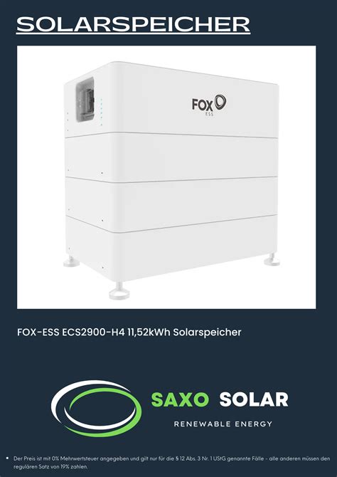 Fox Ess Ecs2900 H4 1152kwh Solarspeicher Saxosolar