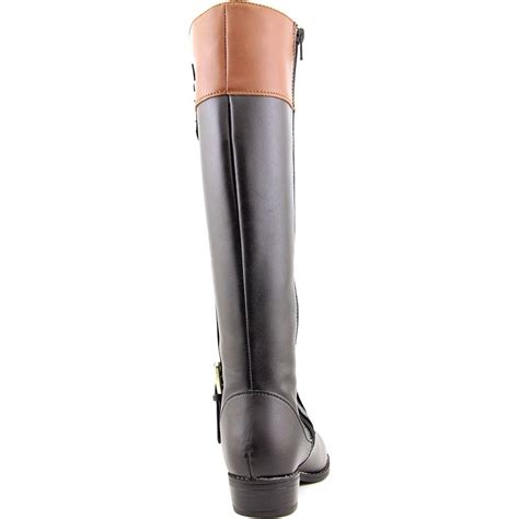 Karen Scott Womens Deliee Closed Toe Knee High Riding Black Cognac Size