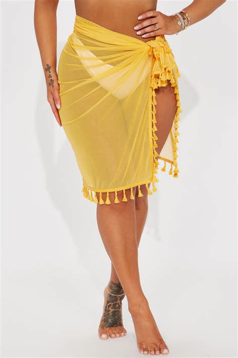 Sandy Days Sarong Coverup Skirt Yellow Fashion Nova Swimwear