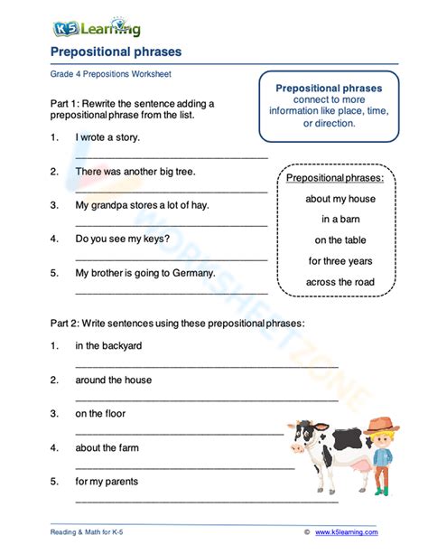 Prepositional Phrases 3 Worksheet