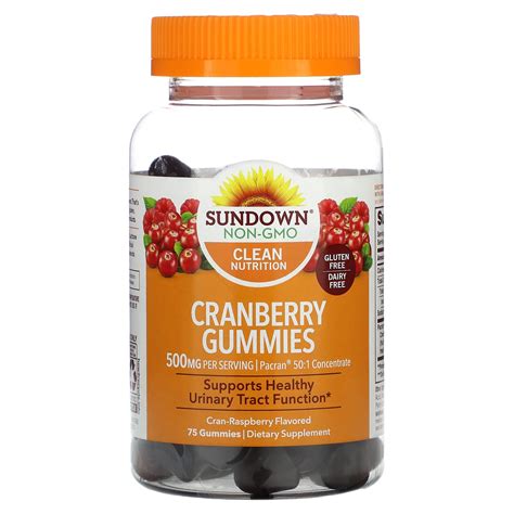 Sundown Naturals Cranberry Gummies Cran Raspberry 500 Mg 75 Gummies