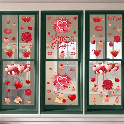 Buy Ivenf Valentines Day Decorations Heart Window Clings Large