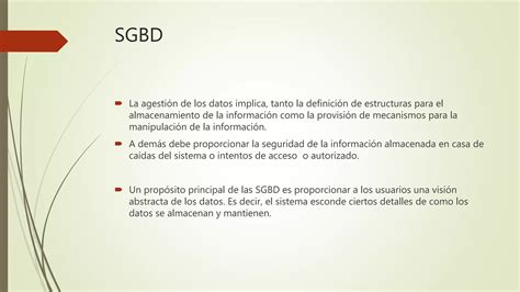 Sistema Gestor De Base De Datos PPT