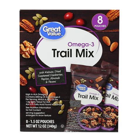 Great Value Omega 3 Trail Mix With Walnuts Dried Sweetened Cranberries