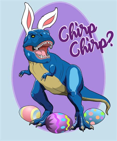 Happy Easter Bunny Dinosaur T Rex Poster Cool Painting By Sophia Parker