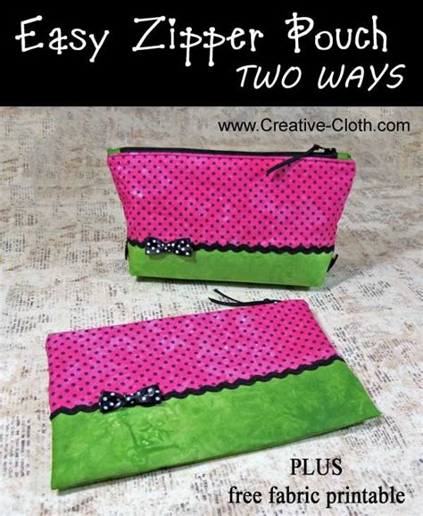 Easy Zipper Pouch Two Ways Plus Free Fabric Printable Linda