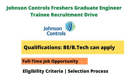 Johnson Controls Freshers Graduate Engineer Trainee Recruitment Drive Seekajob