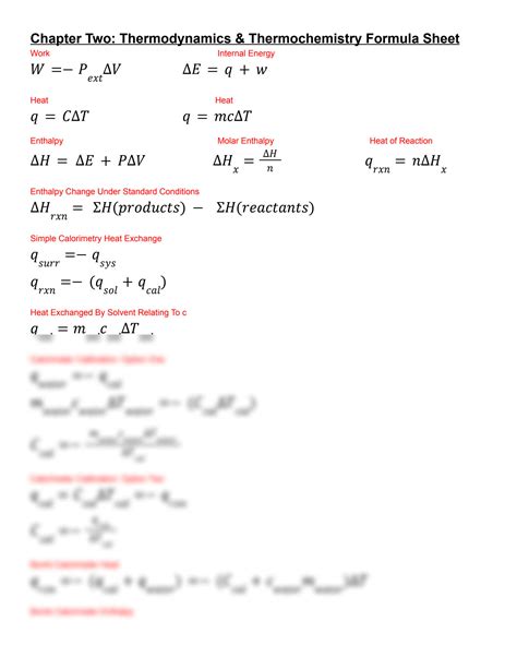 Solution Chem Formula Sheet By Chapter Studypool