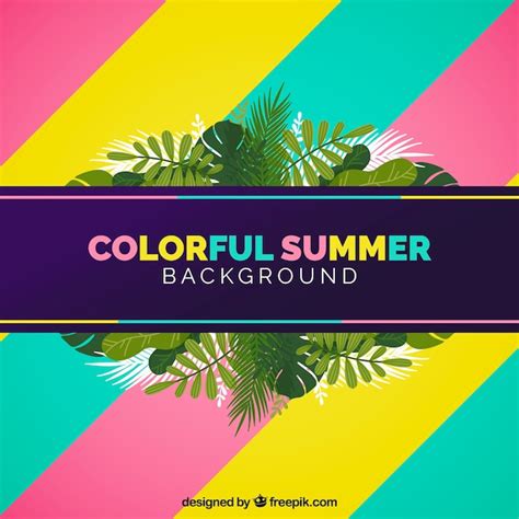 Fondo De Verano Colorido Con Hojas Tropicales Vector Gratis