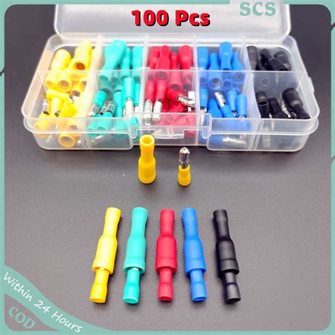 100Pcs Assorted Insulated Female Male Bullet Butt Wire Crimp