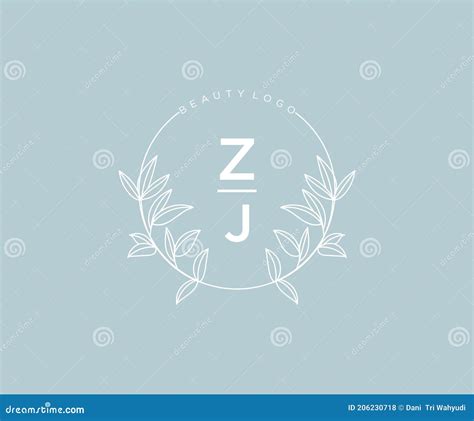 Initial Zj Letters Beautiful Floral Feminine Editable Premade Monoline