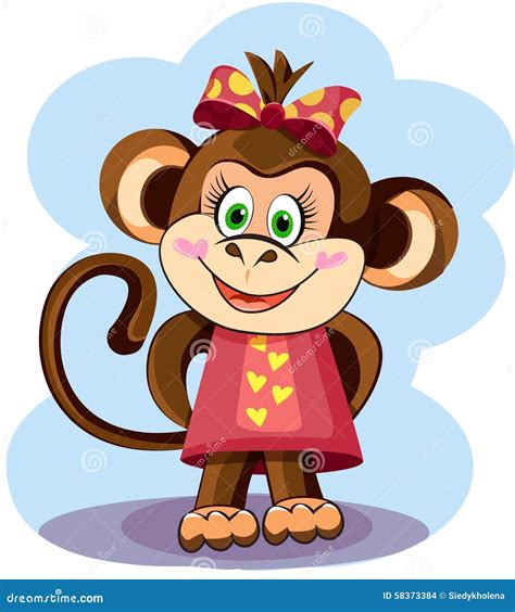 Cute Monkey Girl Stock Illustration Illustration Of Jungle 58373384