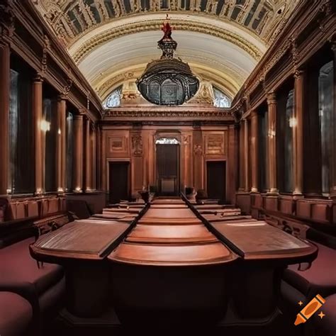 Moody And Mischievous Interior Of A Capitol Building Conference Room On